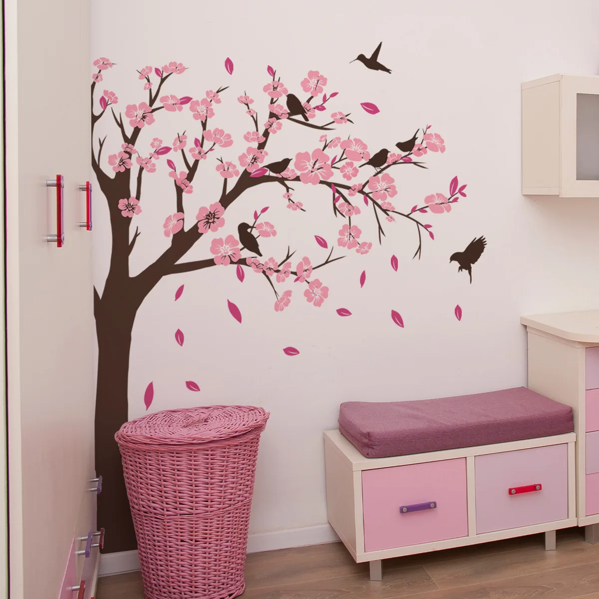 Big Tree Peach Blossom Wall Sticker - Self-Adhesive Decal for Living Room, Bedroom Background Wall Home Decoration