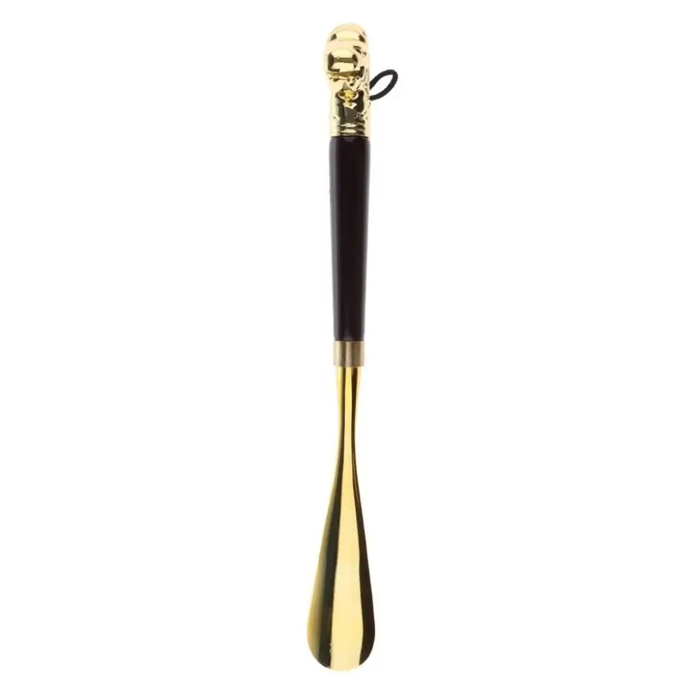 32 cm Metall Schuhlöffel Löwe/Pferdekopf Handheld Holzgriff Schuhlöffel Lange Schuhe Tragen Werkzeug Tragbarer Schuhheber für den Haushalt – Detail 2