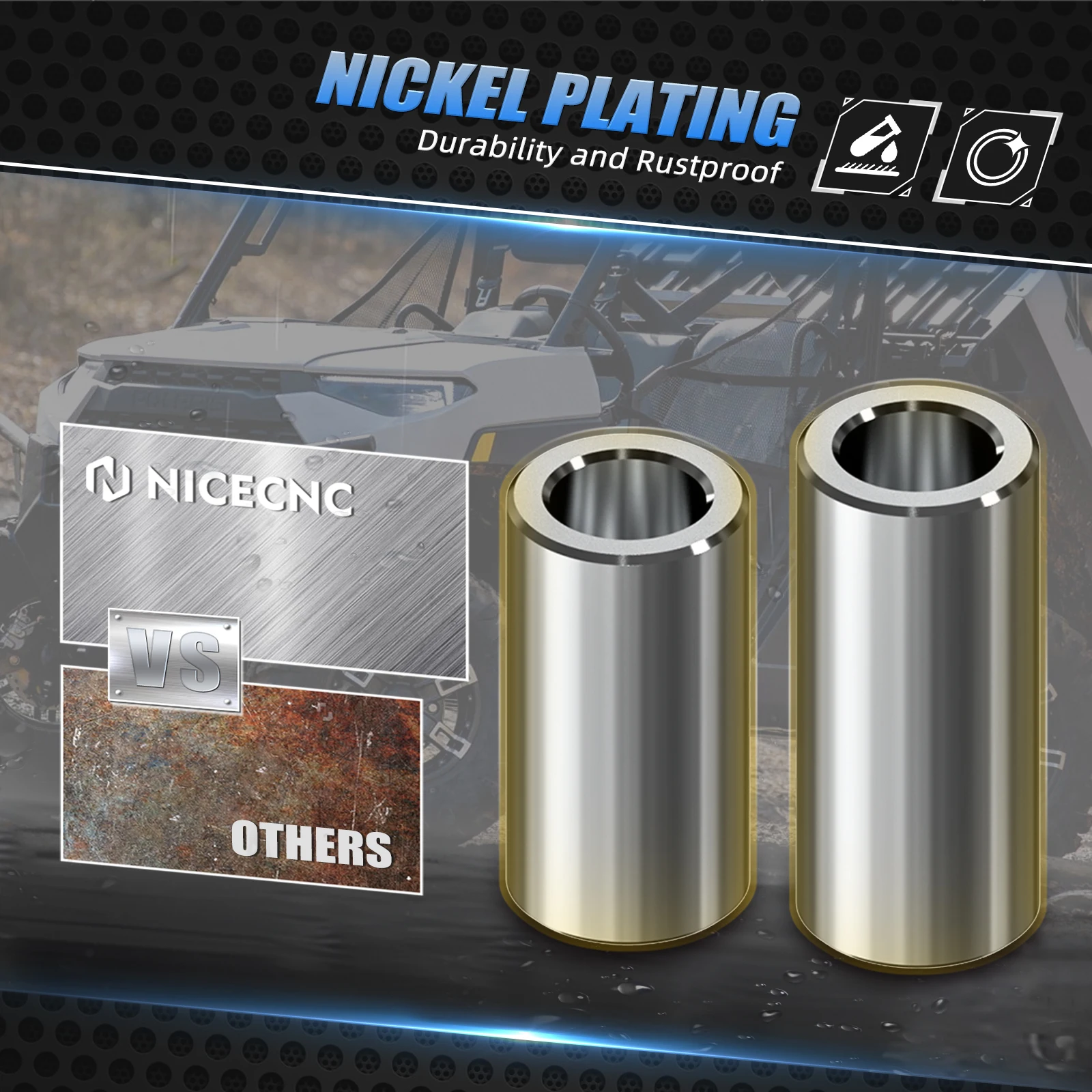 NICECNC vordere Stoßdämpferbuchsen-Hülsen-Kit für Polaris Ranger 500 700 800 900 1000 Pro XD Brutus HD UTV vordere obere und untere Buchsen – Detail 9