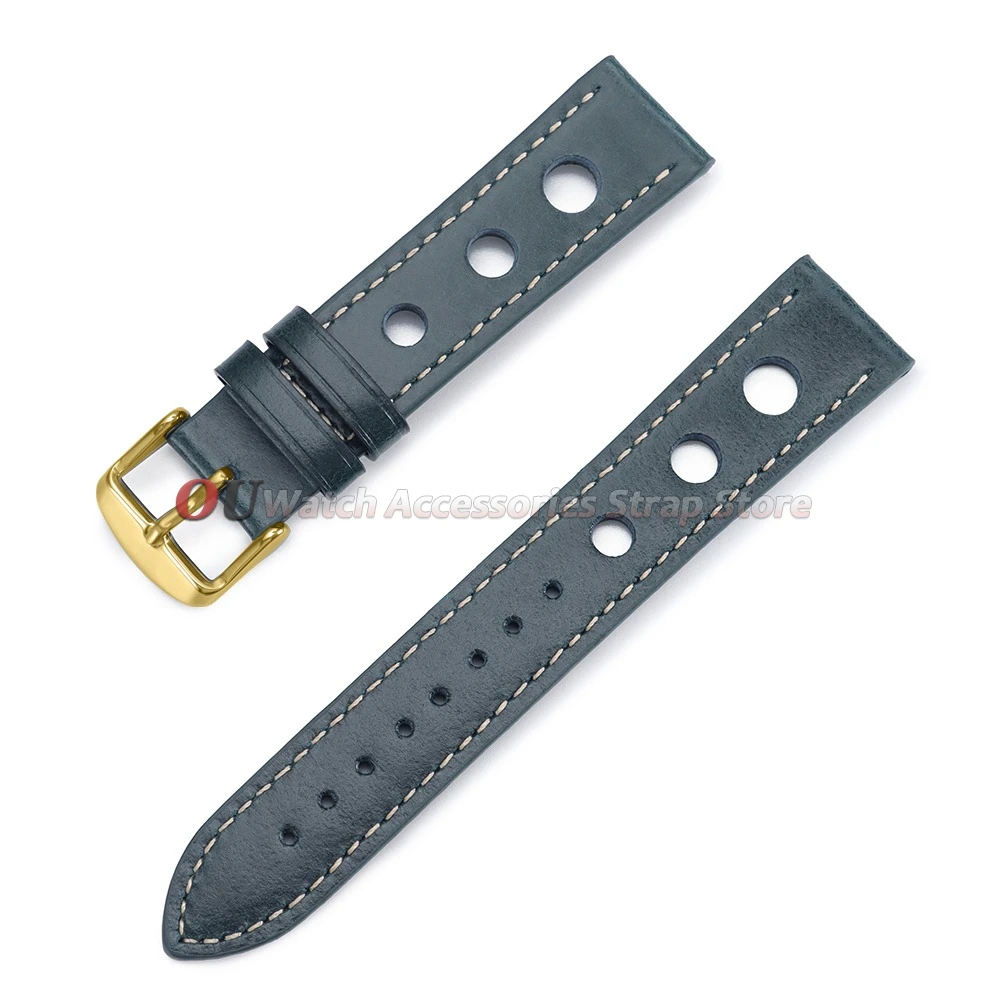 Vintage Leather Breathable Watch Strap - 20mm/22mm Cowhide Sport Bracelet