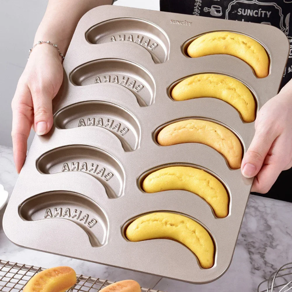10 Hole Baking Pan Carbon Cake Baking Mold Baking Tray Non-Stick Muffin DIY Banana Cake Pan Moulds Baking Pans Bakeware Tools - 2