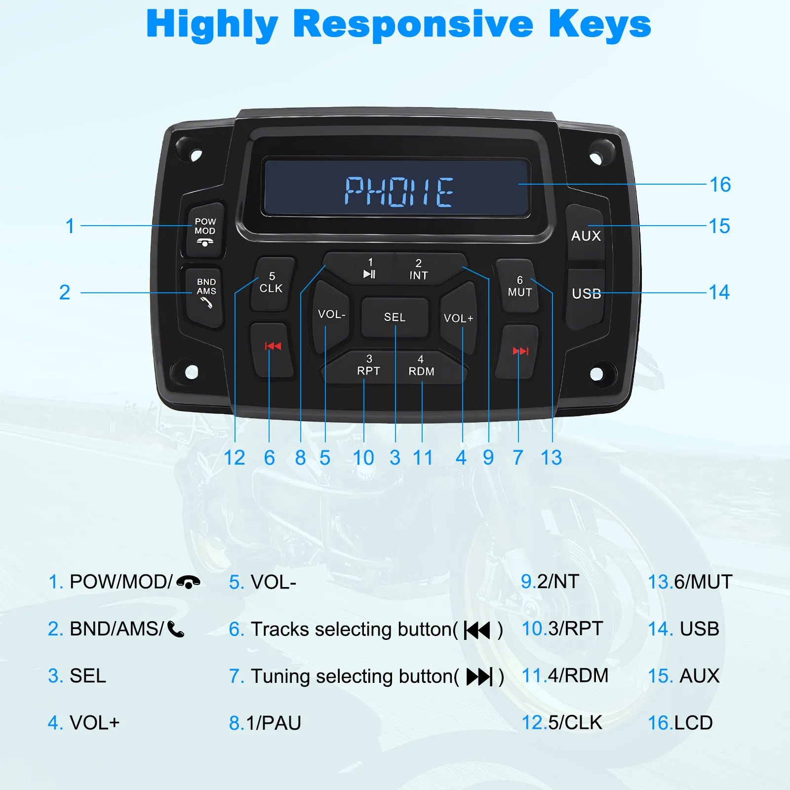 Yacht MP3 Player Multifunctional Stereo Bluetooth Receiver Waterproof FM AM Radio 12V for Marine Yacht