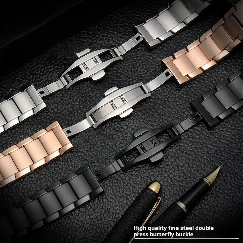 Men's 22mm Curved End Solid Stainless Steel Metal Watch Strap Bracelet