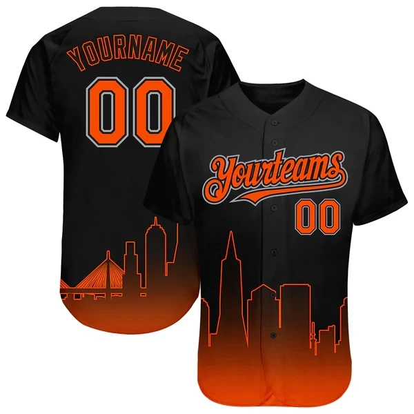 

Custom Black Old Gold-Red 3D San Francisco City Edition Fade Fasion Authentic Baseball Jersey