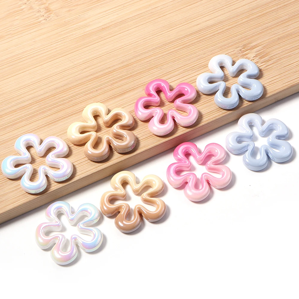 아크릴 속이 빈 그라데이션 컬러 큰 꽃 핸드페인팅 비즈 DIY 장 DIY 핸드메이드 액세서리 재료