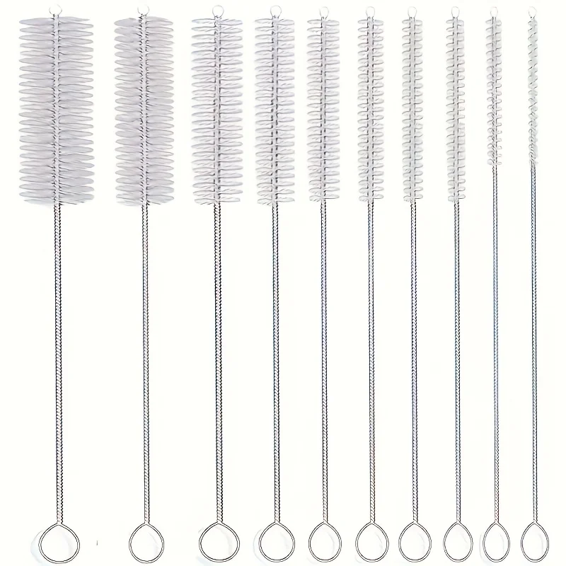 Premium Straw Cleaning Brush Set - Durable Stainless Steel Handles & Soft Bristles, Multi-Sized Spiral Brushes