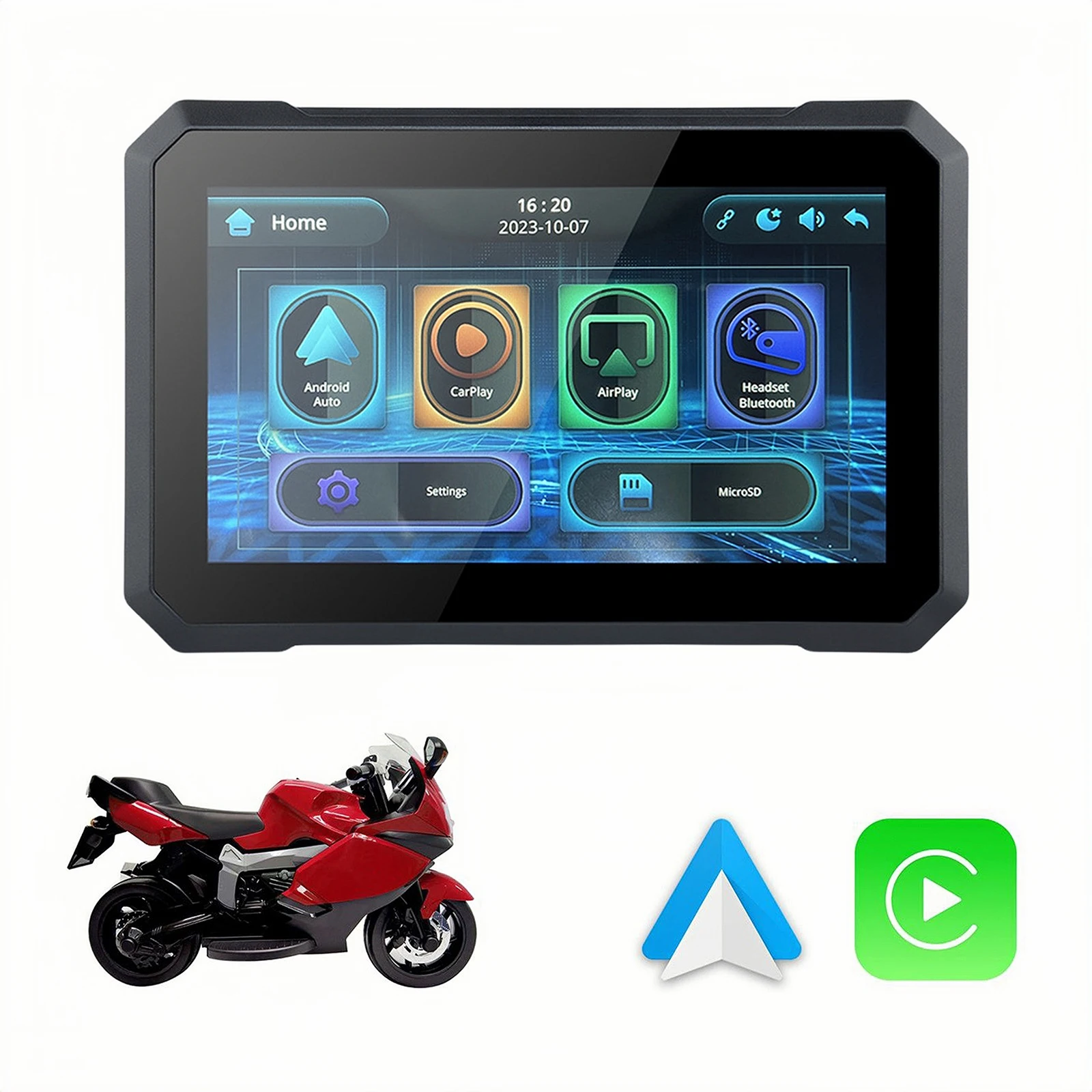 7 Pollici Moto Carplay Supporto Di Navigazione Moto Portatile Wireless Carplay Android Auto Outdoor Ipx7 Schermo Impermeabile