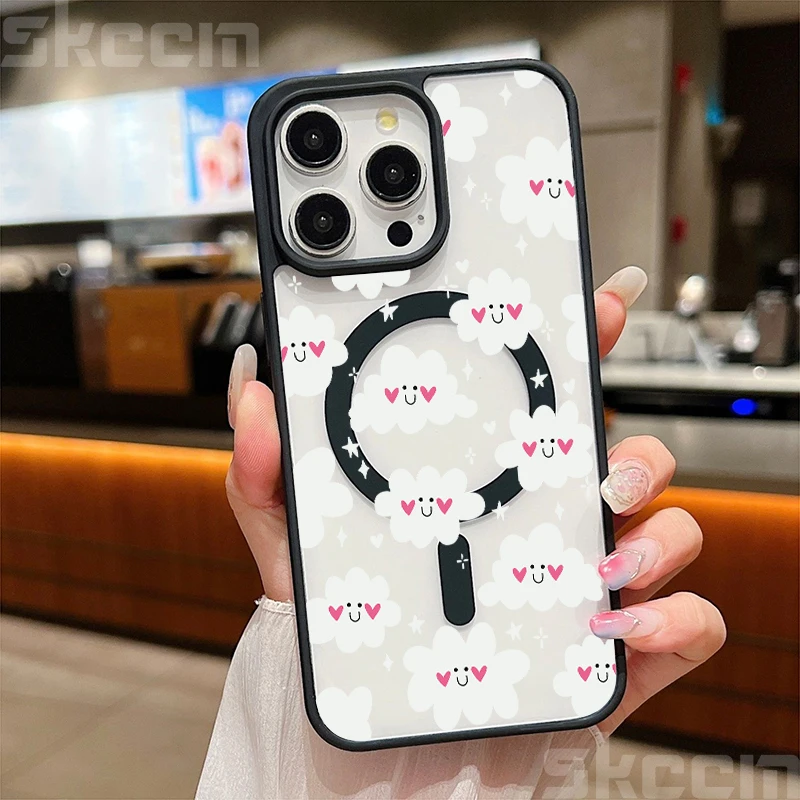 White Daisy Smile Magnetic Phone Case - Shockproof & Wireless Charge Compatible Cover