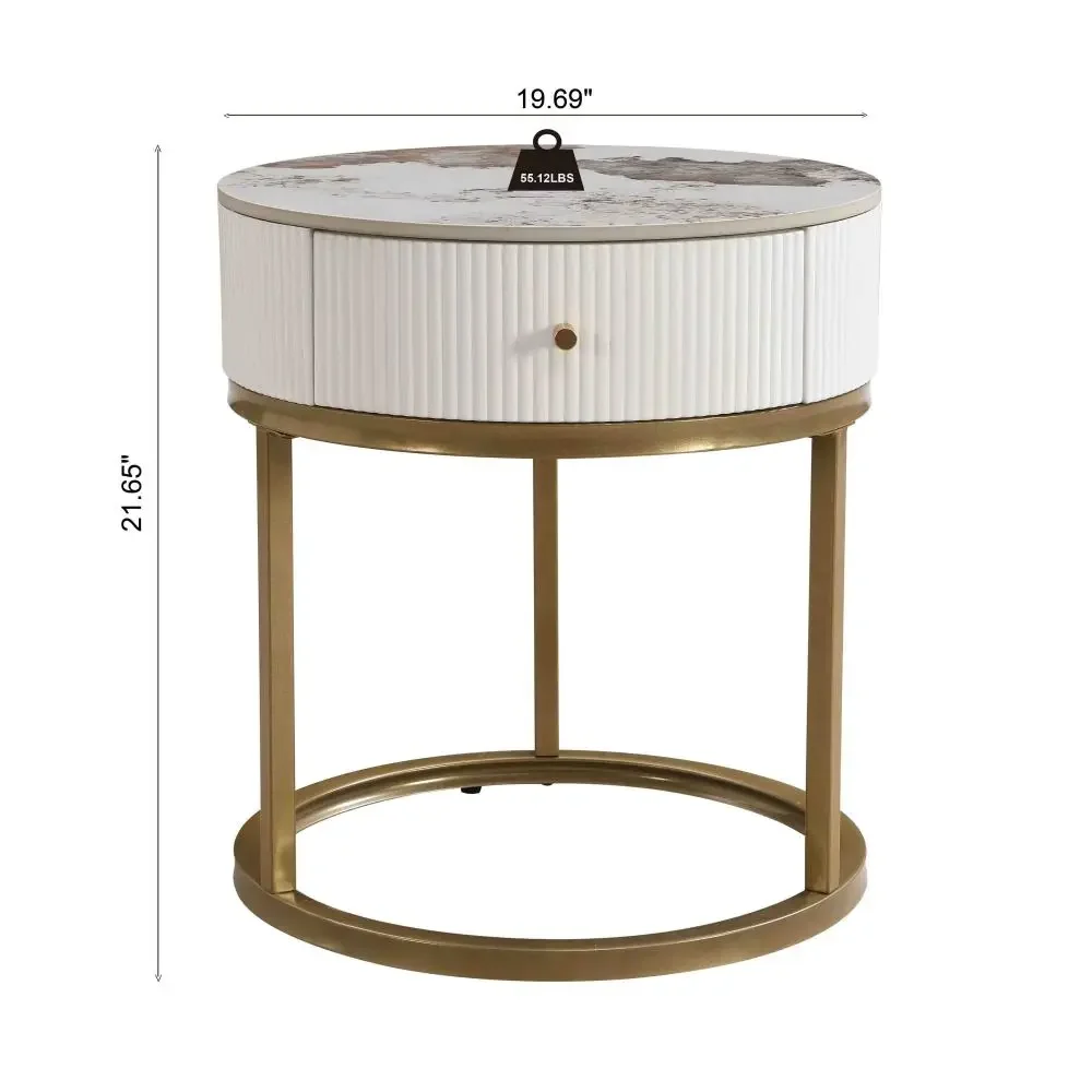 Marble Round Storage Nightstand 5