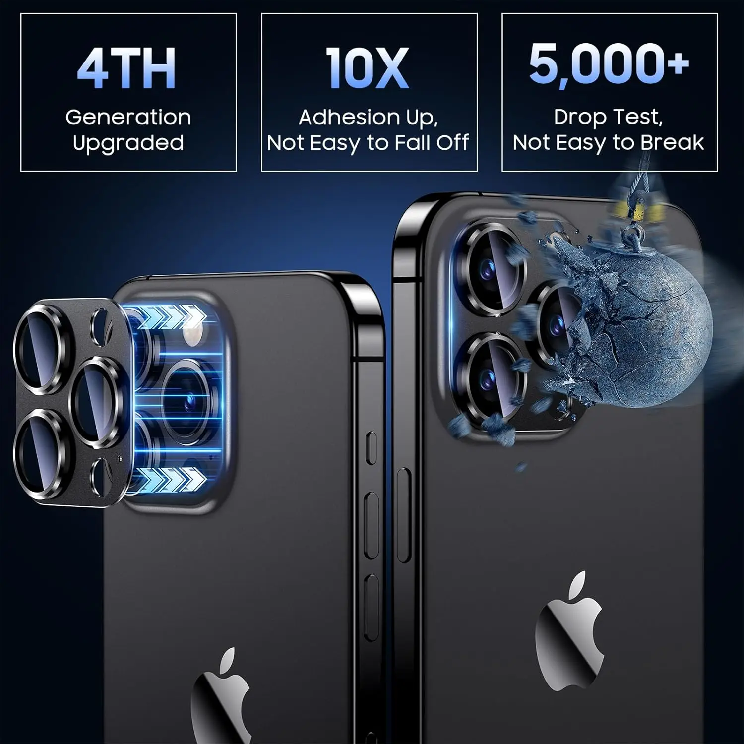 Premium Black Titanium Camera Lens Protector with Tempered Glass Cover