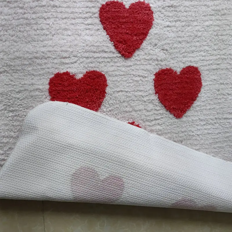 Red Love Heart 8 Carpet Soft Tufted Card Shape Rug Living Room Decor Non-slip Bathroom Floor Mat Bedroom Doormat Bedside Pad