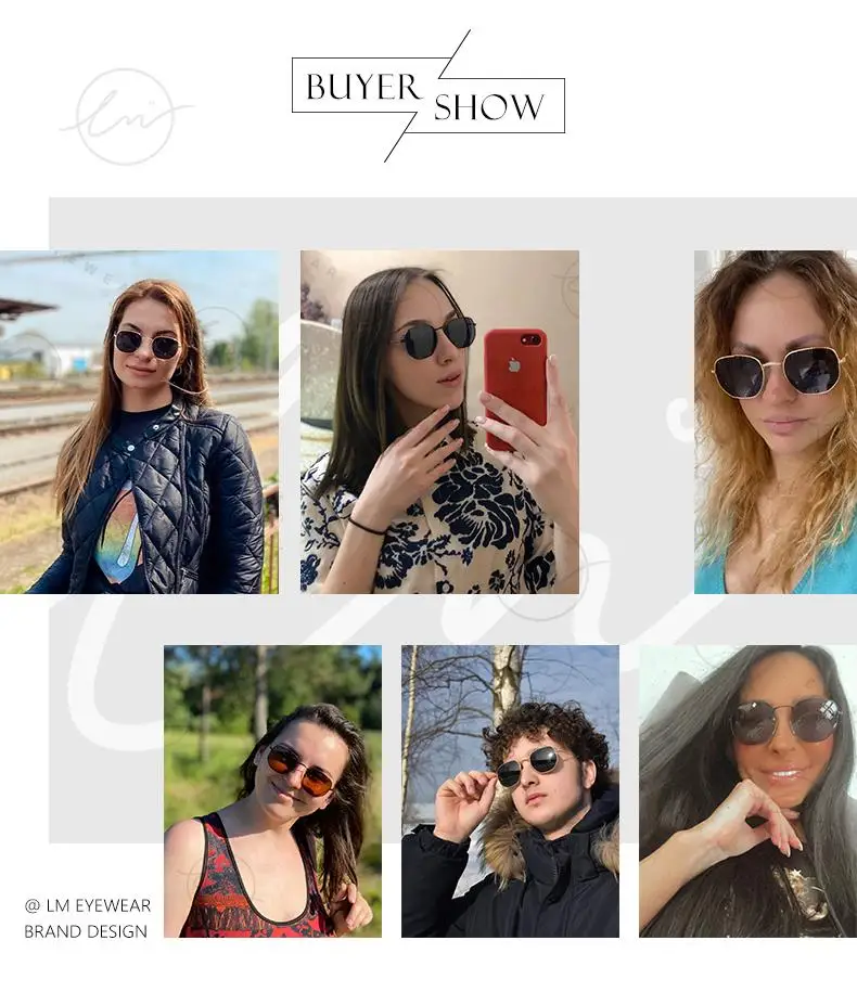 LM Fashion Damen Kleine Sechseck-Sonnenbrille Herren Retro Polarisierte Metallbeschichtung Spiegel Sonnenbrille Schutzbrille UV400 Brillen_voghion.com