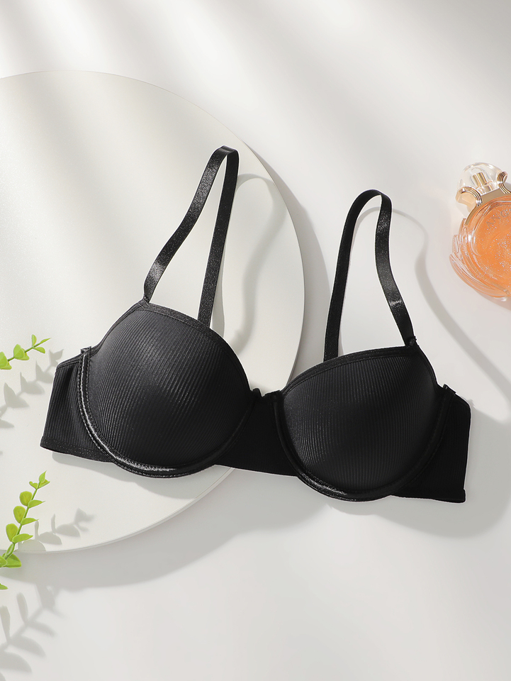 Women's sexy lingerie solid color with steel ring gathering push up shoulder strap adjustable bra comfortable fit bra J2525