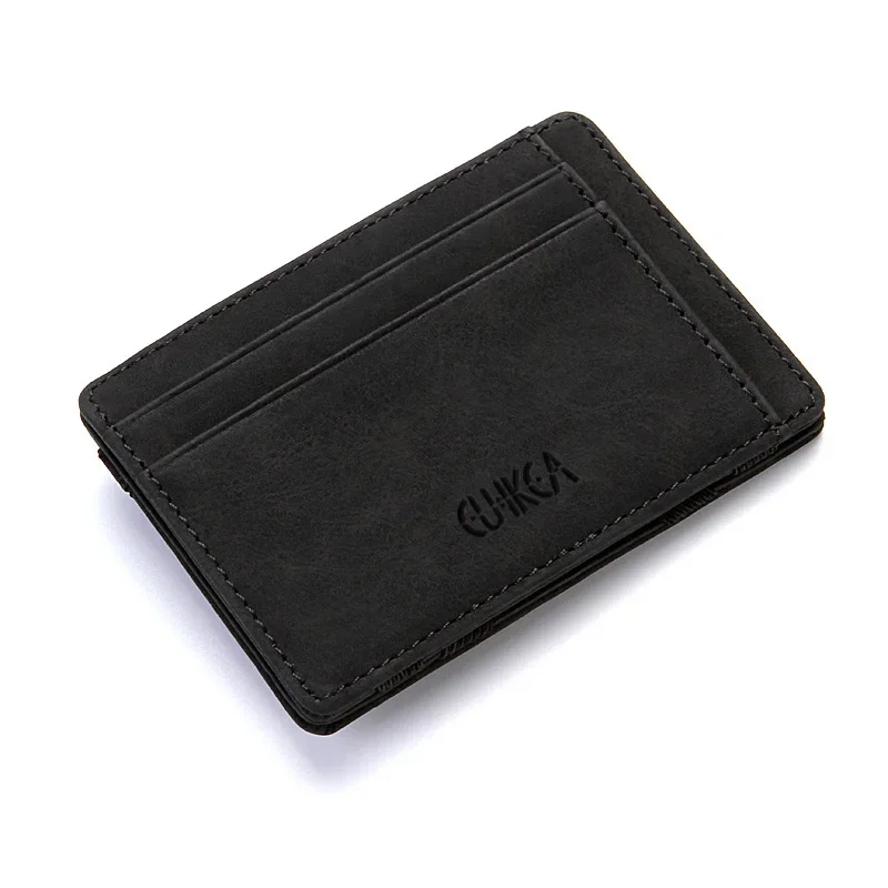Compact Men's Magic Wallet with Zippered Coin Pocket - Premium PU Leather Card Holder