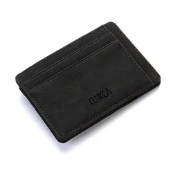 Compact Men's Magic Wallet with Zippered Coin Pocket - Premium PU Leather Card Holder (Black)