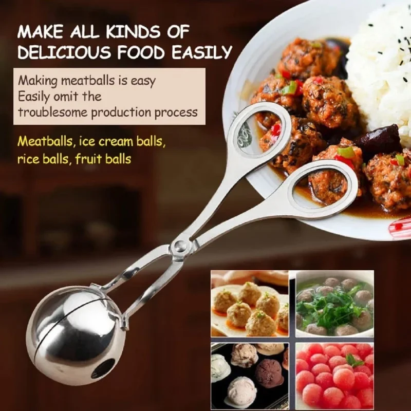 Stainless Steel Meatball Maker Tool Clip Non Stick Stuffed Meat Ball Spoon Shaper Cooking Scoop Kitchen Accessories