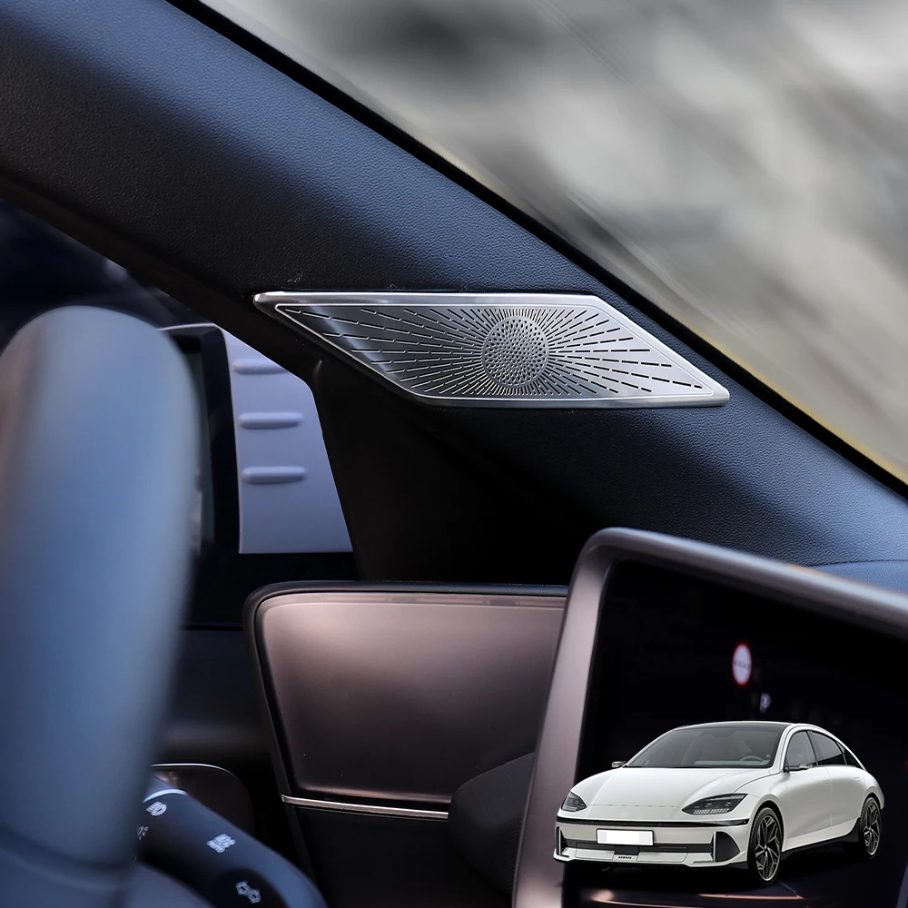 

Stainless Steel Silver Door A-pillar Speaker Cover For Hyundai Ioniq 6 Interior Styling Mouldings