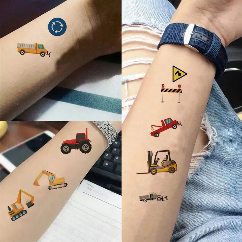Tatuaggi Temporanei Auto E Camion Per Bambini - 14 Fogli Con 110+ Design, Impermeabili - Foto 2