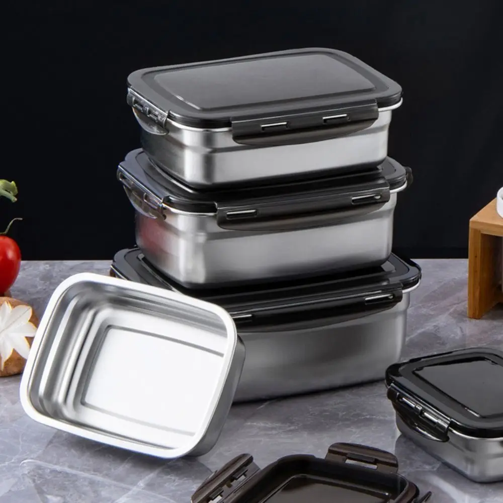 with Handle Stainless Steel Crisper Sealed Large Capacity Fresh-keeping Box Rectangular Korean Pickle Box Picnic