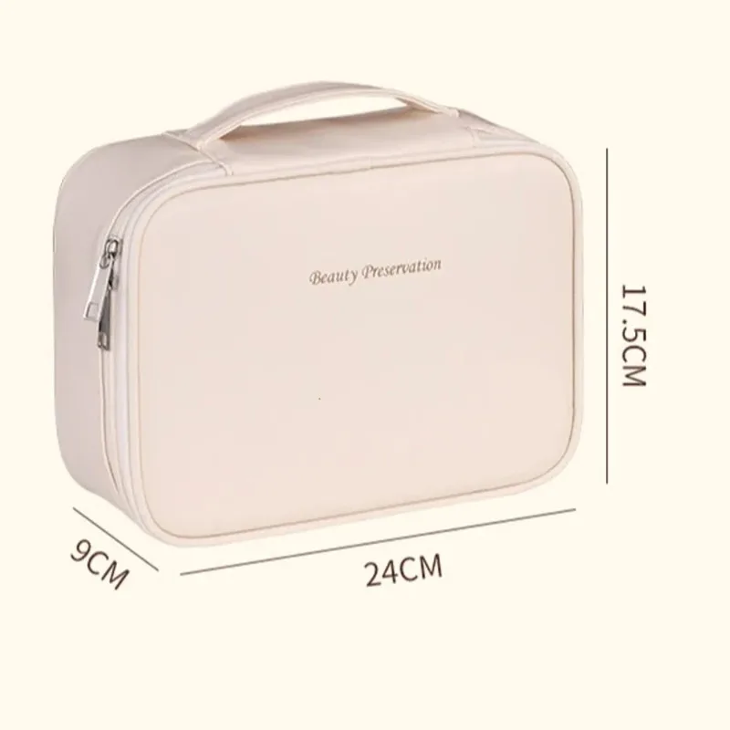 Large Capacity Waterproof PU Cosmetic Bag with Divider, Portable Travel Cosmetic Toiletry Storage Bag, Cosmetic Travel Bag ...