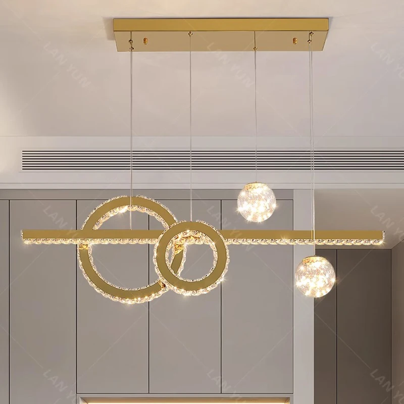 

Modern home decoration salon lamps for living room smart crystal Pendant lights dining room indoor lighting