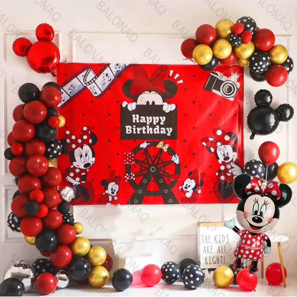 

1set Red Minnie Mouse Theme Number Birthday Party Latex Balloons Party Supplies Baby Shower Party Decorations for Girls Gifts