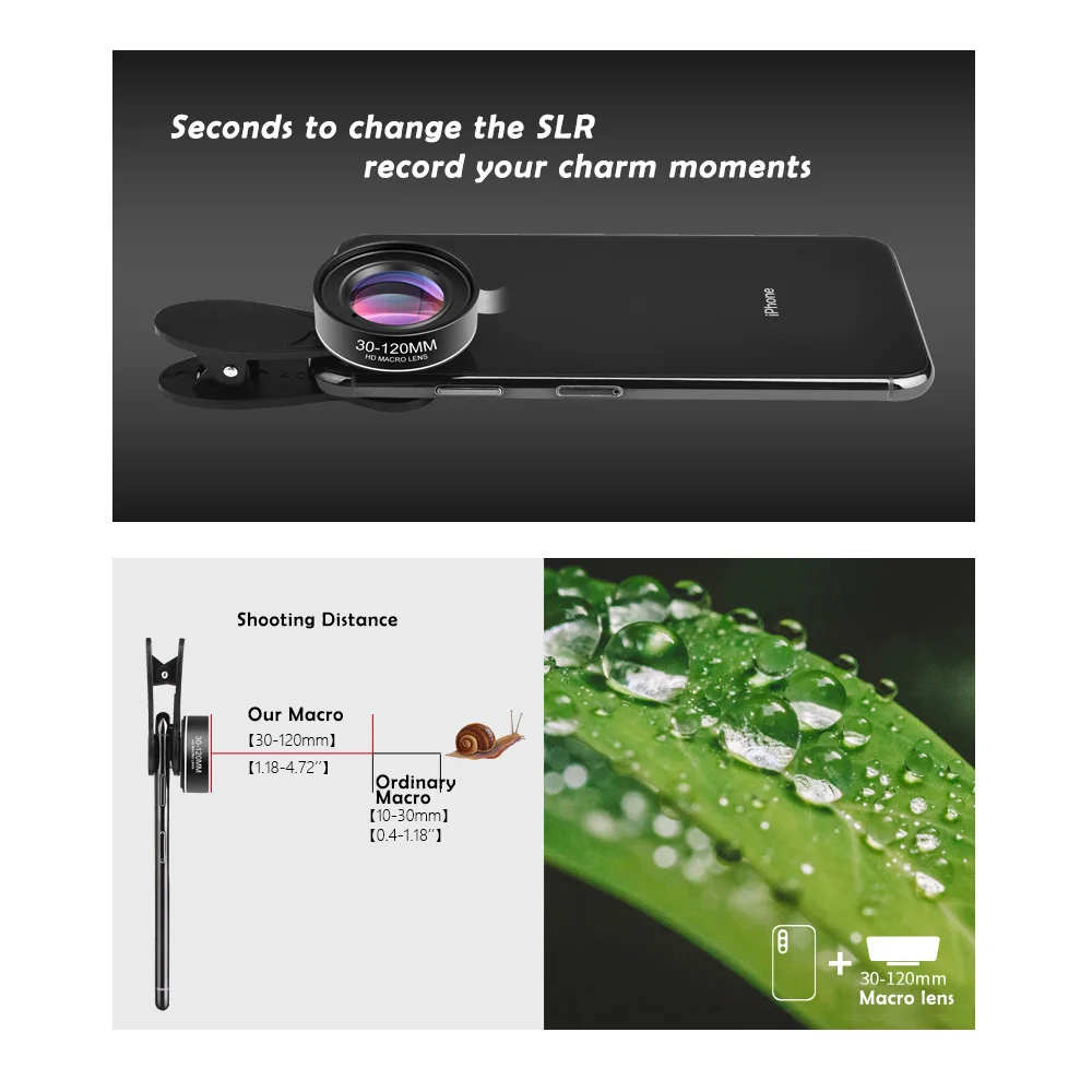 30-120 مللي متر عدسة ماكرو لمسافات طويلة المهنية العالمي كليب كاميرا صور عدسة CPL ستار مرشحات آيفون XIAOMI هواوي المحمول
