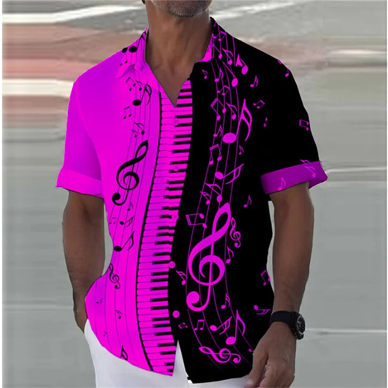 8 Colors 2024 Summer Note Shirt Piano 3D Printed Streetwear Men Women Fashion Oversized Short Sleeve Tops Clothing S-5XL 3