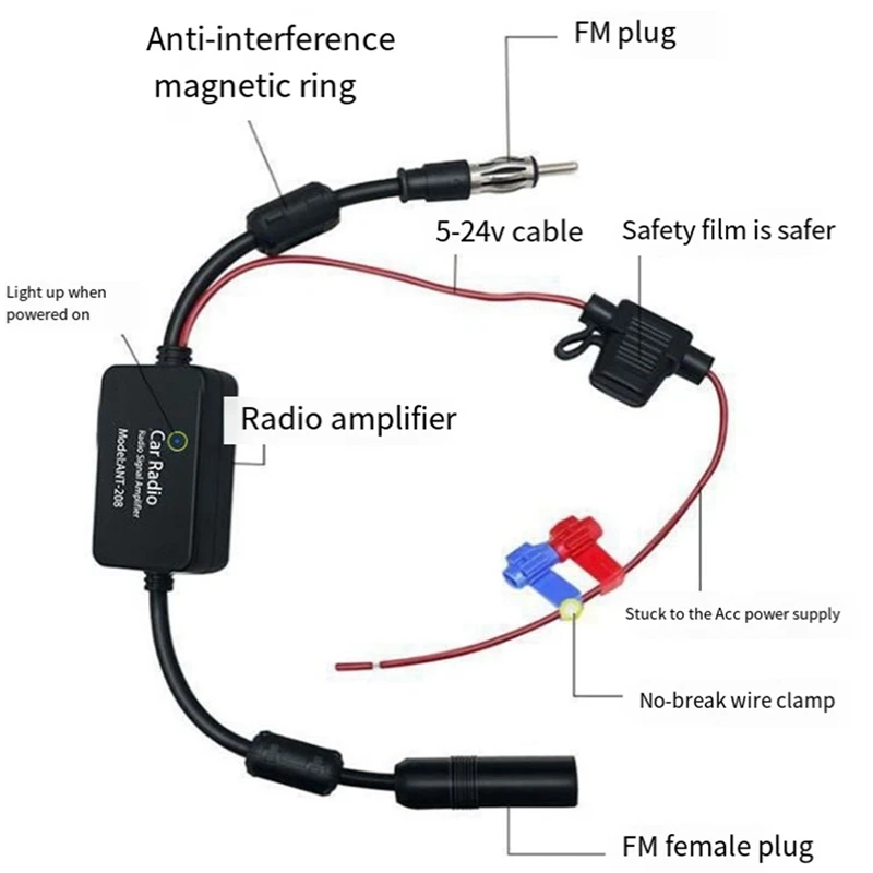 

1 шт. DAB/FM/AM радиоантенна усилитель сигнала 12 в активный усилитель F с магнитной петлей