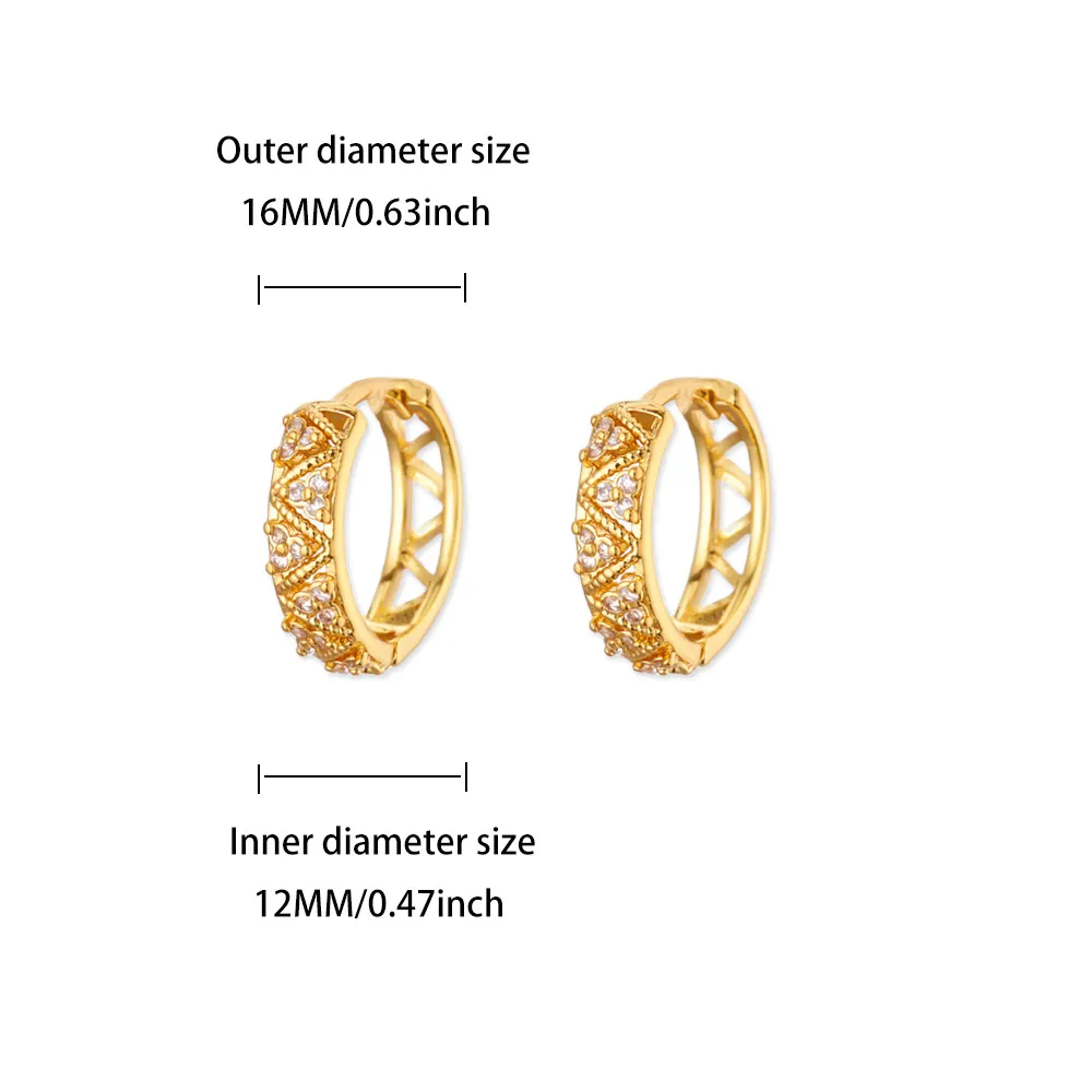 Zircon Geometric Crown Earrings Waterproof