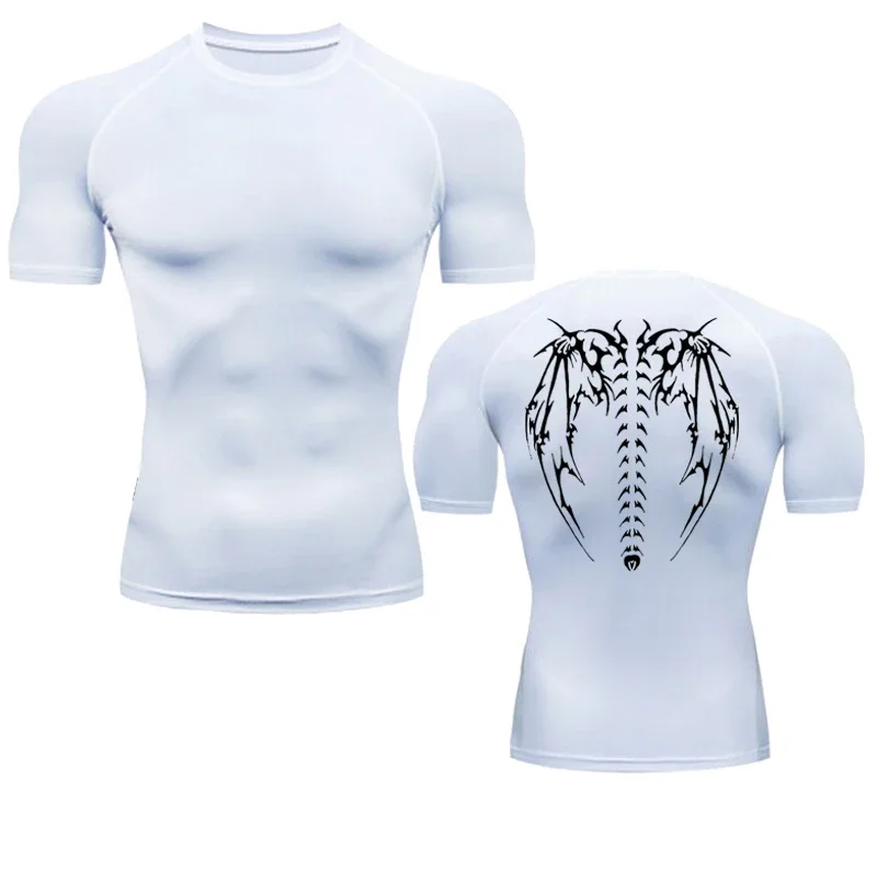 تي شيرت رياضي رجالي ضغط قميص قصير الأكمام الصالة ا...