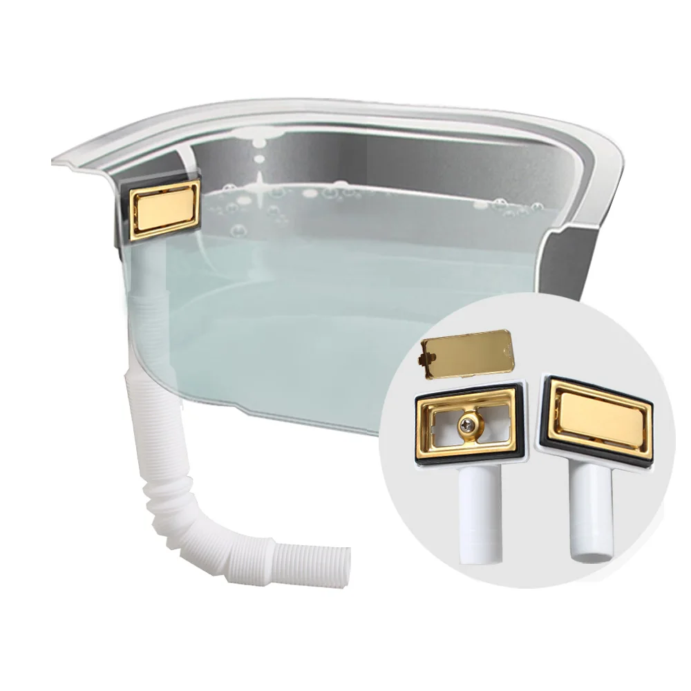 Talea Kitchen Sink Side Square Overflow Head With Drain Hose,Gold Stainless Steel Accessory QY012C057