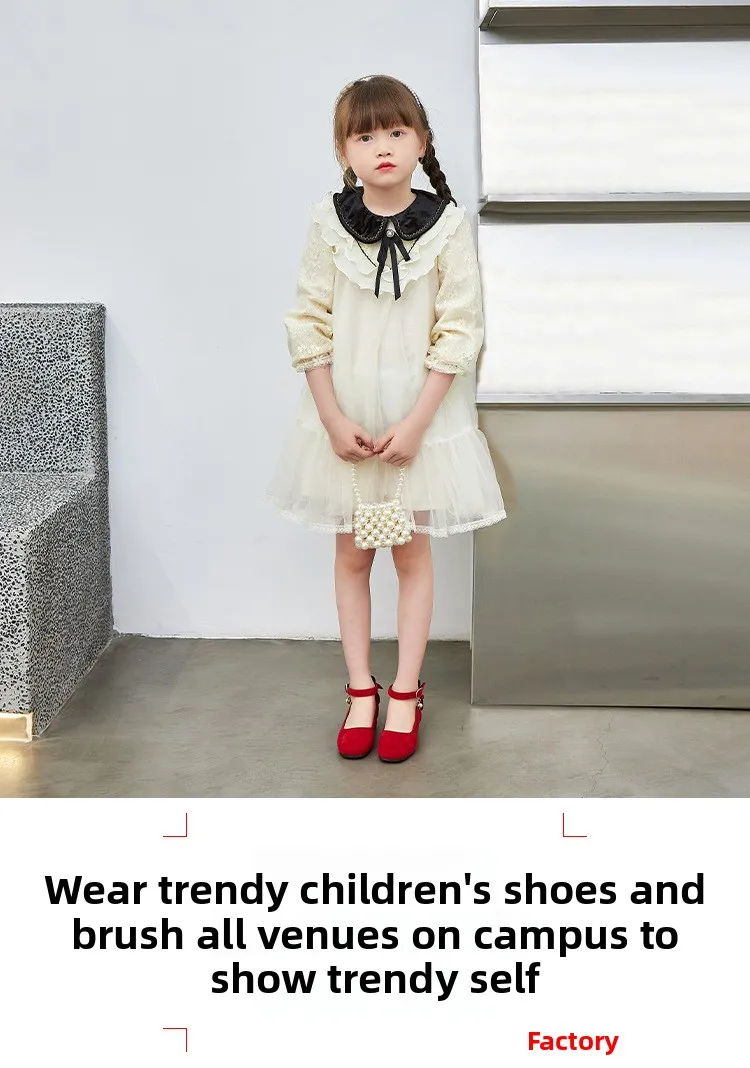 Mode Mädchen Kinder Kinder Hochhackige Leder Schuhe Prinzessin Süße Für Abend Party Zeigen Kinder Leder Schuhe 27-37 heißer – Detail 2
