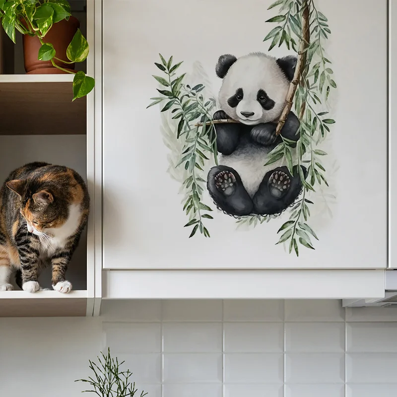Panda Tree Branch Wall Stickers For Living Room Bedroom Cupboard Home Background Decoration Self Adhesive Wall Decals