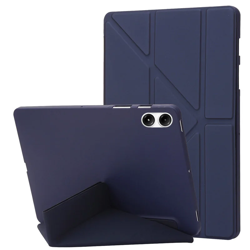 PU Leather Multi-Folding Case with Soft Silicone Back and Stand Cover