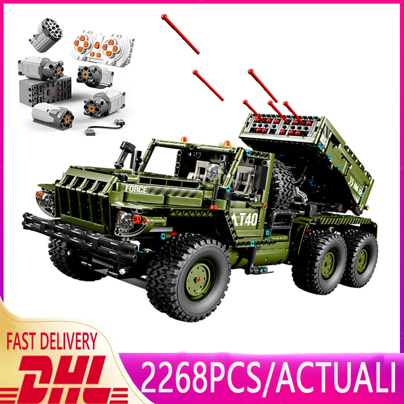 

Hot T4011 Military Vehicle 2268pcs RC Katyusha Rocket Launcher Tank World War Car Building Blocks Bricks Toys For Kids Gifts