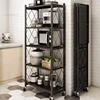 Installation-free Kitchen Cabinets Folding Storage Rack Kitchen Pan Microwave Storage Rack Home Bathroom Mobile Rack N 1