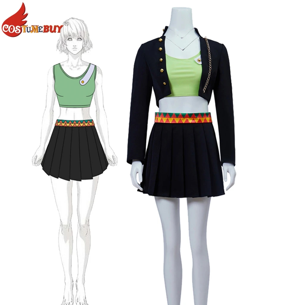 

Anime JoJo's Bizarre Adventure Jotaro Kujo JOJO Female Cosplay Costume, Women's Jacket with Crop Top / Mini Skirt Fashion Outfit