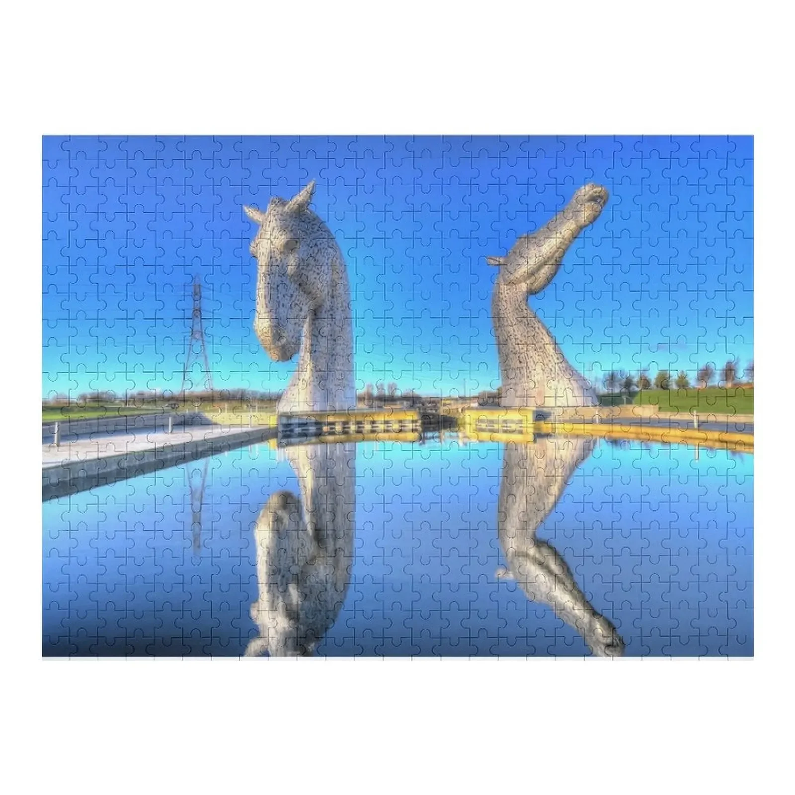 the Kelpies , Helix Park , the Kelpies are the largest equine sculptures in world Jigsaw Puzzle Animal Customs With Photo Puzzle