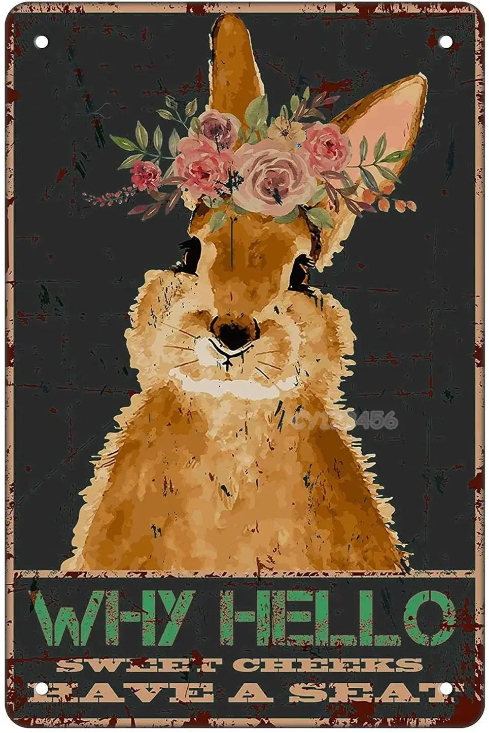 Letrero de hojalata con diseño de conejo divertido: "Cuidado con el conejo" | Amante de los conejos | Letrero de conejo con efecto vintage para casa de campo, 8 x 12 pulgadas