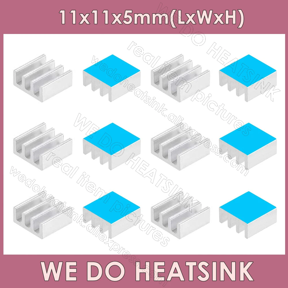 

WE DO HEATSINK 11x11x5mm Without or With Thermal Pad Silver Pure Aluminum Mute Graphics Card Heatsinks GPU VGA RAM Radiator