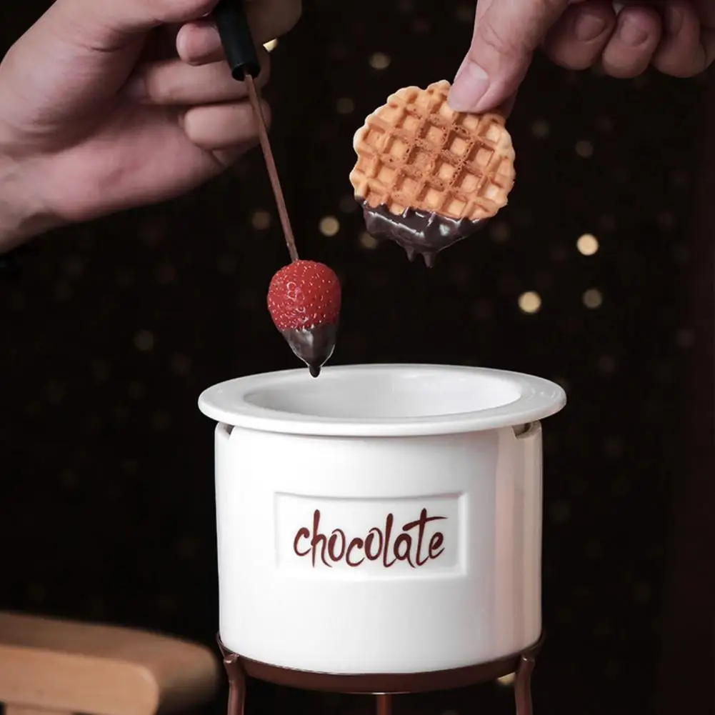 1 Set 350ml Chocolate Melting Pot Detachable Non-stick Food Melt Fondue Metal Anti-scalding Candy Melting Pot Non-slip Food