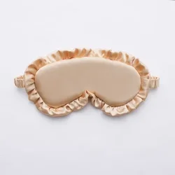 Silk Ruffle Sleep Eye Mask - Luxurious Multicolor Blackout Eye Covers (Golden)
