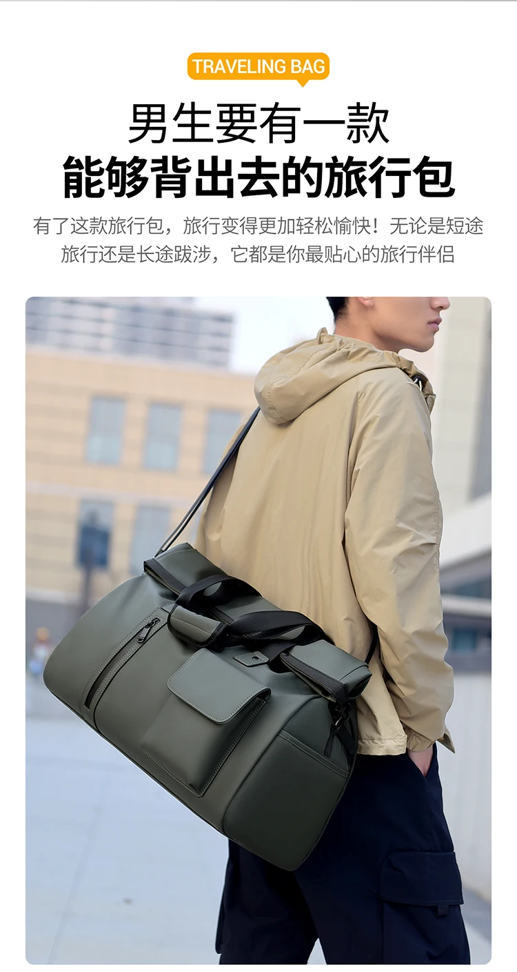 Herren-Reisetasche, Reisetasche, langlebige Sporttasche, stilvolle Handtasche für den täglichen Gebrauch im Fitnessstudio, Wochenendausflüge – Detail 2