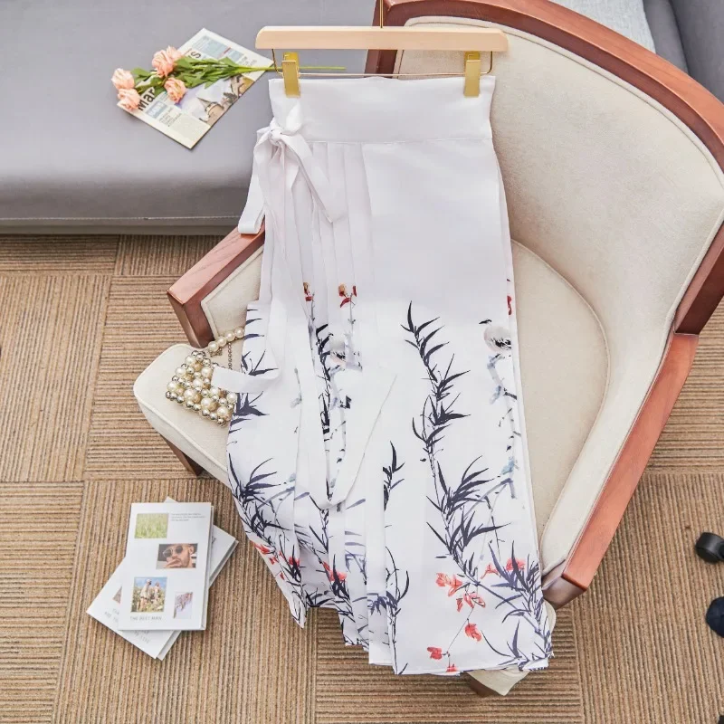 

Vintage Silk Women Skirts Spring/Autumn New A-LINE Clothing Satin High Waist Printed Chinese Style Women Skirt YCMYUNYAN