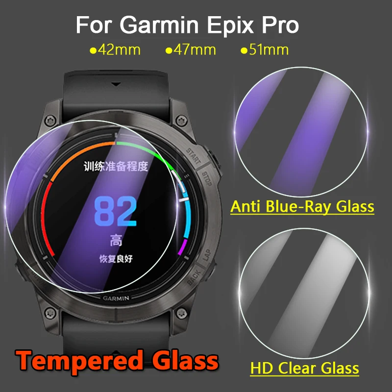 

5Pcs Screen Protector For Garmin Epix Pro 42mm 47mm 51mm Smart Watch 2.5D 9H Ultra Clear / Anti Blue-Ray Tempered Glass Film
