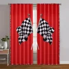 2pcs, Curtains Roller Blinds Race Flag Checkered Versatile Polyester (without rod) Decorations For Home Ldeal for Living Room, 1