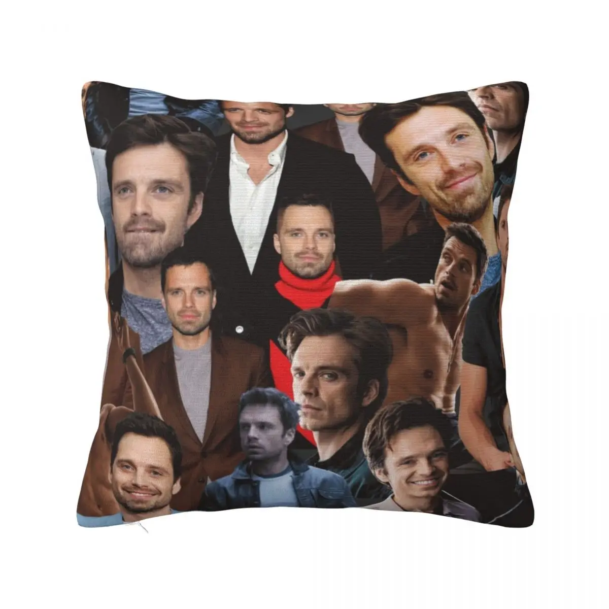 

Sebastian Stan photo collage Throw Pillow Cushion Cover Set autumn decoration Christmas Pillowcase Sofa Covers For Living Room