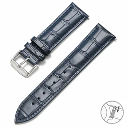 Universal Genuine Leather Quick Release Watch Band Strap - Premium Cowhide Bracelet - 22mm (Royal Blue)