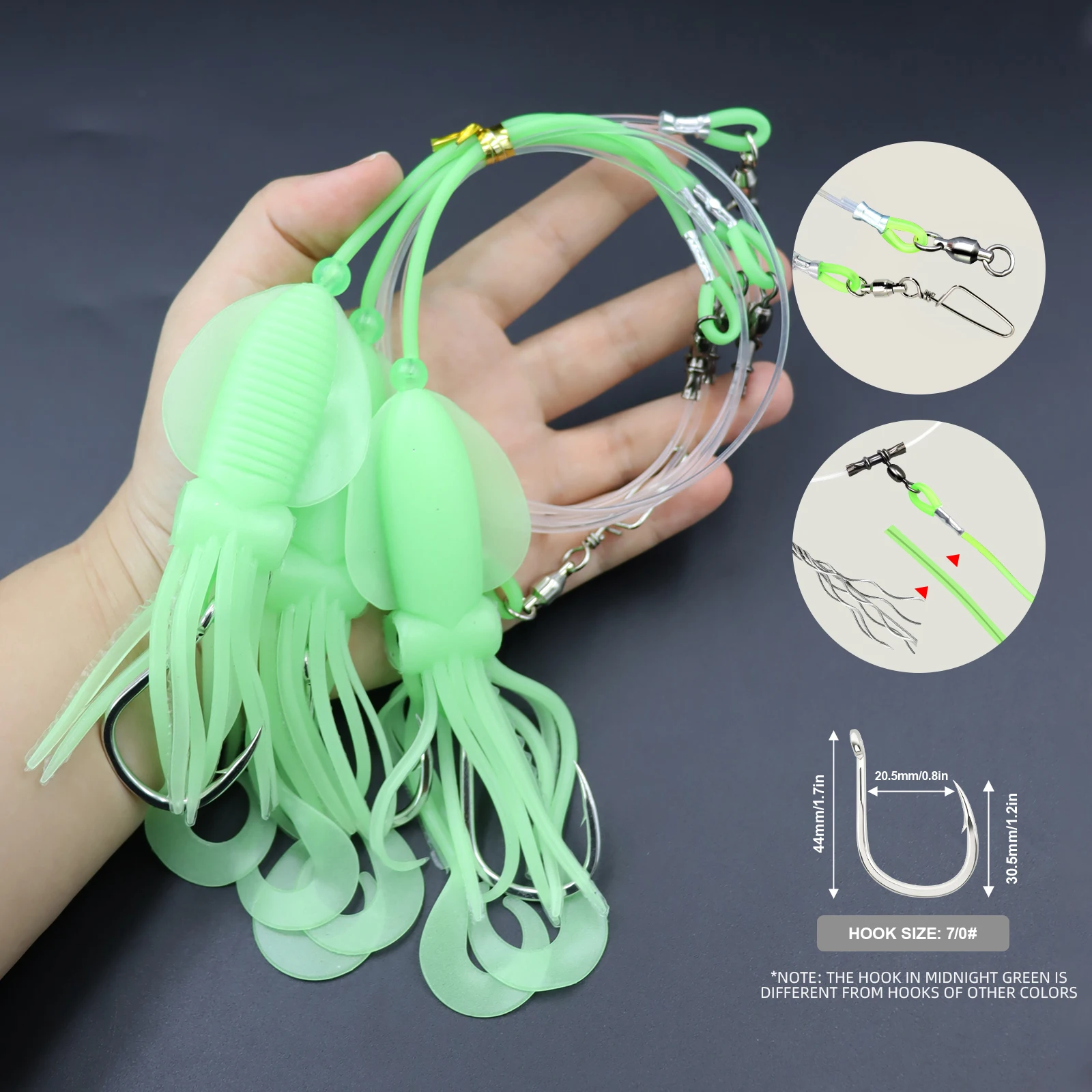 ZYZ 1pc Deep Sea Fishing Bait Rigs With Luminous Squid Bait and